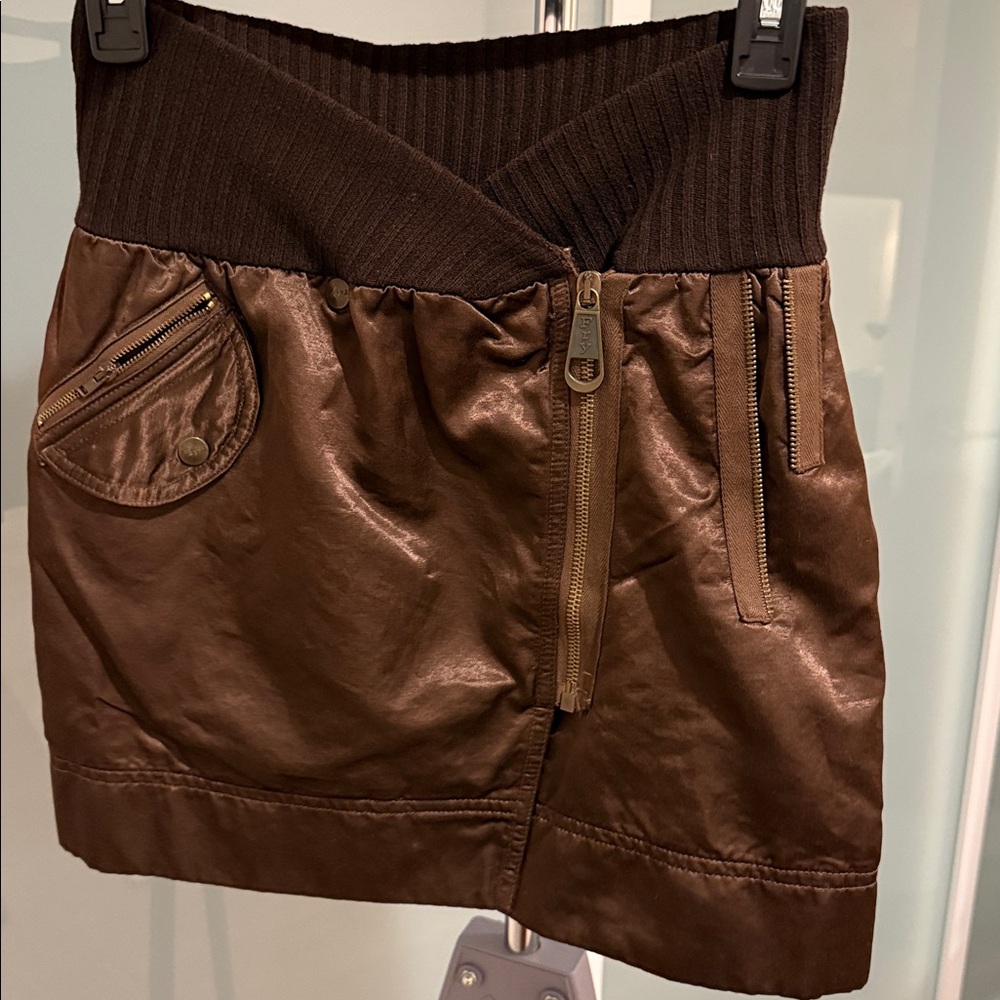 Fairly Italy Brown Mini Skirt with Knit Waistband – Size 40 IT